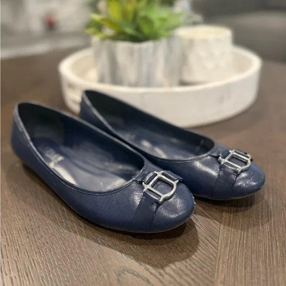 Ralph Lauren Navy Blue Flats 8 - Picture 5 of 9
